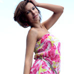 First pic of Suzanna A sensually poses outdoors as she strips her beautiful dress.