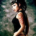First pic of Asian Masuimi Max with big color tattoo on her back shows off her perfect nude body