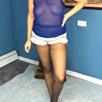 First pic of Kinky Amateur Alisha Ripping Her Pantyhose