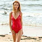 First pic of Newcomer Ingrid strips her red bikini as she bares her beautiful body on the sand. - Hotnudegf.com