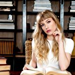 First pic of Cute bookworm Ivy Wolfe studies naked in the library