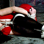 Second pic of SexPreviews - Dana Vixen in red dress with black pantyhose is rope bound by lezdom