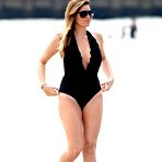 Fourth pic of Jessica Wright in black swimsuit at Malibu beach
