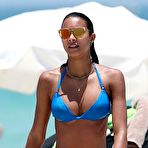 Fourth pic of Lais Ribeiro in blue bikini on a beach