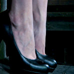 Second pic of SexPreviews - Ashley Graham busty redhead on high heels is bound in rope to kinky wooden cross