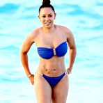 Third pic of Melanie Brown in blue bikini on a beach
