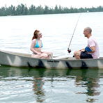 Second pic of Amber Addis interrupts fishing on the lake for wild public sex