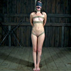 Fourth pic of SexPreviews - Hailey Young brunette is bound in rope with black ballgag in dungeon by maledom
