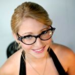 First pic of Blonde in glasses Jessi Stone shows off her juicy tits and gets throat fucked from your POV