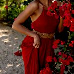 First pic of Angel Constance takes her red dress outside of her villa