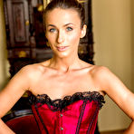 First pic of Cara Mell Fit Blonde in a Red Corset 
