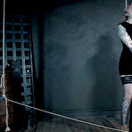 Third pic of SexPreviews - Rose Quartz tattoo babe in garter stockings is rope bound and toyed in dungeon