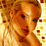 Fourth pic of Heavenly blonde with incredible seductive eyes Tessa E poses nude in shower and gets wet