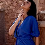 First pic of Angel Constance  takes off her blue dress and lingerie in the desert