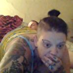 First pic of BBW tattooed punk girlfriend giving blowjob and fucking on webcam at AmateurPorn.me