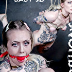 First pic of SexPreviews - Baby Sid tattoo blonde is rope bound and gagged her trimmed pussy toyed to orgasm