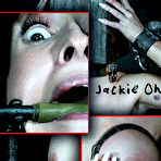 First pic of SexPreviews - Jackie Ohh busty is bound in chains with head in a box in kinky dark room