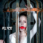 First pic of SexPreviews - Alice in Dallas petite blonde in schoolgirl uniform is put in a metal cage with red ballgag