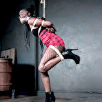 Second pic of SexPreviews - Bellah Dahl high heels ebony in net pantyhose is rope bound and sex toyed