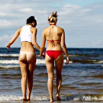 Second pic of Two girls one swimsuit with Zishy models Lauma Gela & Oxana Chic | Erotic Beauties