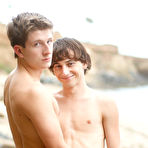 First pic of Cole Claire and Oliver Saxton are frolicking on the beach in super sexy tiny swim trunks
