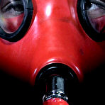 First pic of SexPreviews - Marina busty brunette is bound in metal frame and masked drooling her naked body toyed