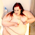 Second pic of Ugly overweight woman Demisis poses naked in the bathroom and takes a shower