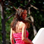 Fourth pic of Adorable woman in a bright dress outdoors