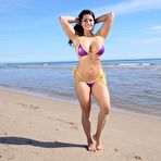 First pic of BikiniFanatics - Busty bikini model loves topless on the beach