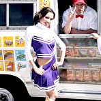 Third pic of Slutty cheerleaders Lindsay Meadows and Renae Cruz get seduced by sex hungry ice cream man