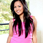 First pic of Smiling oriental teen Lana Violet peels off her pink underwear and shows her smooth body