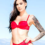 Second pic of Marley Brinx Inked Brunette in Red Lingerie