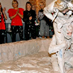 Second pic of Blonde Ariana Agia takes part in group mud wrestling at the all girl party