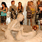 Second pic of Bikini girls Sara and Cameron Gold wrestle in the mud in front of dozens of curious women