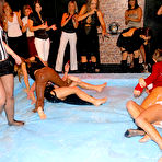 Third pic of Christina Lee, Mila Dark and two more clothed women take part in oil fight at the party