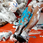 Fourth pic of Kitty Saliery and another clothed woman cover each other in shaving foam
