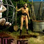 Fourth pic of SexPreviews - Abigail Dupree in a cage outdoors and digging a hole is dominated by her master