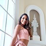 First pic of Baby Nicols pleasures herself on the stairs while in a pink miniskirt