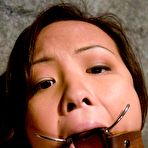 Second pic of Asian slave Jandi Lin gets suspended and hardly pounded by a huge strapon dildo of Aiden Starr
