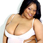 First pic of Plump ebony woman Jada Juggs poses in white lingerie and sucks black cock