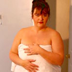Fourth pic of Thick bulky woman Lizzy strips naked to masturbate her fat pussy in the bathtub