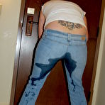 Third pic of Ineed2pee female desperation - wetting tight jeans and spandex - pissing pants and panties only at ineed2pee