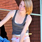 Fourth pic of Aubrey Belle Peels Off Her Jeans And Panties Outside To Show Her Pink Love Box / DefineBabe.com