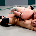 Second pic of Bare pussy asian Annie Cruz gets defeated and strapon fucked by wrestler Adrianna Nicole