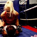 Second pic of Hot blooded lesbian fighters Brandy Smile and Valery Summers use tongue and dildo