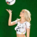 Fourth pic of Fake Soccer Uniform Of Big Titted Body Art Model Tiffany Rousso Reveals It All / DefineBabe.com