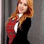 Fourth pic of Scarlett Jones Busty Redhead Cosplay in a Plaid College Uniform