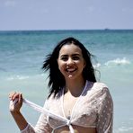 First pic of BikiniFanatics - Latina bikini model spreads on the beach