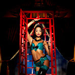First pic of Skin Diamond Black woman takes off her sexy lingerie in a red cage.