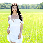 First pic of Hottest Watch this mind blowing brunette posing and getting fully naked while walking across a green farmland. by ShavedTeenGirls.com